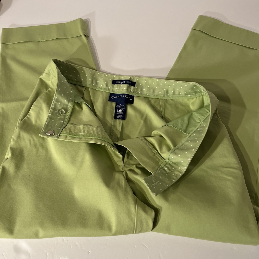 Charter Club Women's Cropped Length Green Pants Size 8